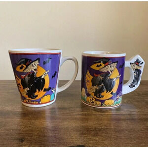 Halloween Coffee Mug Witch Pumpkins Festive Spooky Graphics Set 2 Parent Child